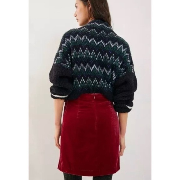 By Anthropologie Pink Ruched Montie Velvet Mini Skirt 6P - Picture 3 of 12